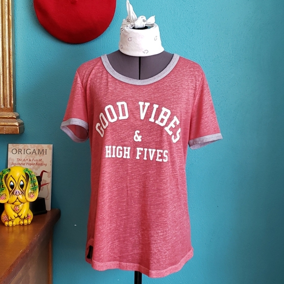 Cold Crush Tops - Cold Crush Good Vibes Burnout Ringer Tee